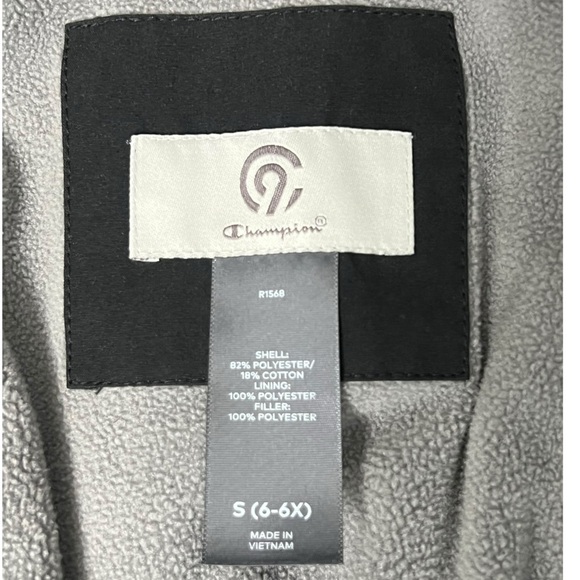 Champion Black Hooded Water Resistant Jacket - Size 6/6X - Picture 5 of 10